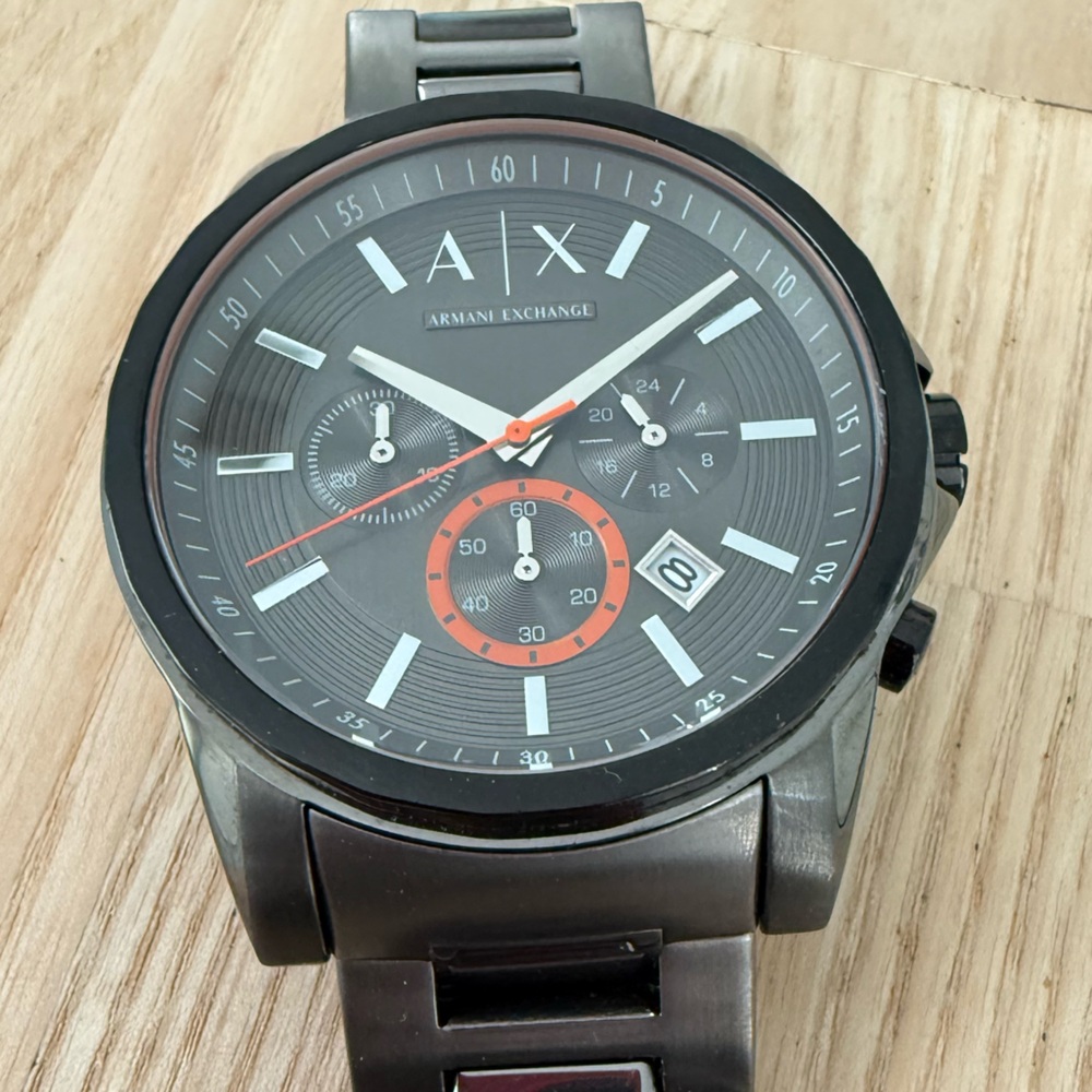 AX Armani exchange mens gunmetal gray watch NEW BATTERY